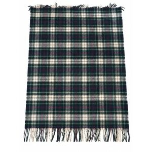 Pendleton Highland Motor Robe Wool Blanket Plaid Green Blue Red 52x70 Fringe USA